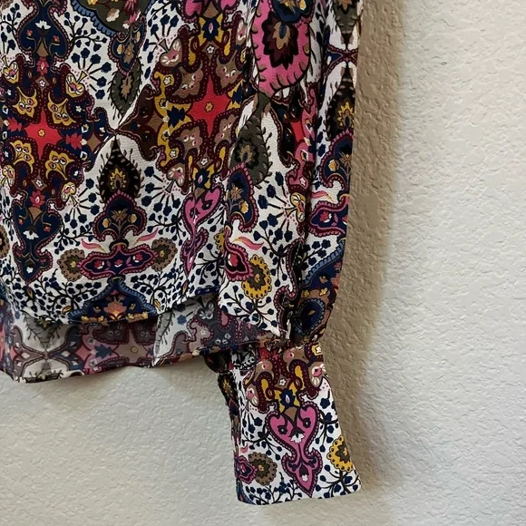 VERONICA BEARD | Sura Printed Crepe de Chine Blouse in Multicolor | Size 4 - Picture 8 of 13